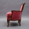 Carved Mahogany Velvet Armchairs
