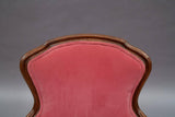 Carved Mahogany Velvet Armchairs