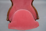 Carved Mahogany Velvet Armchairs