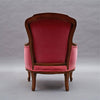 Carved Mahogany Velvet Armchairs