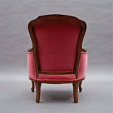 Carved Mahogany Velvet Armchairs