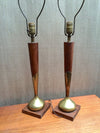 Brass & Walnut Table Lamps