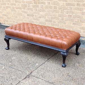 Tufted Leather Bench