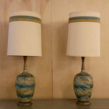 Pair of Midcentury Brutalist Ceramic Table Lamps