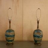 Pair of Midcentury Brutalist Ceramic Table Lamps
