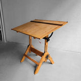 Midcentury Industrial Adjustable Maple Drafting Table