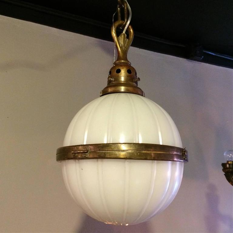 Vintage Library Milk Glass Globe Pendant Light cityFoundry