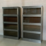 Industrial Mid Century Brushed Steel Barrister Cases By Steelcase