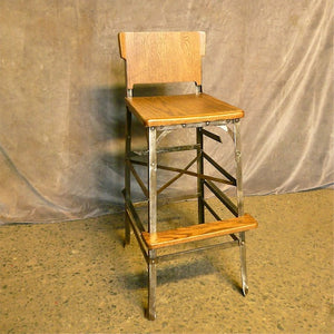 Custom Oak Angle Iron Drafting Stool