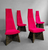 Set Of 4 Brutalist High Back Chairs By Adrian Pearsall