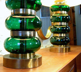 Glass And Brass Regency Lamps By Paul Hanson