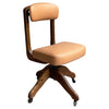 Mid Century Adjustable Oak And Leather Office Chair