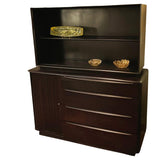 Heywood Wakefield Ebonized Maple Tambour Credenza Hutch