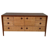 John Van Koert For Drexel Counterpoint Mahogany And Grasscloth Credenza Dresser