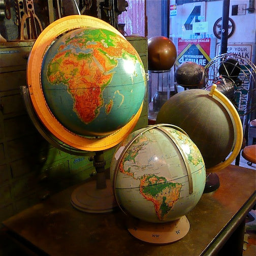 Vintage Industrial Military Standing Chalk Globe By A.J. Nystrom