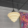 Art Deco Tiered Milk Glass Cone Pendant Light