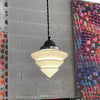 Art Deco Tiered Milk Glass Cone Pendant Light