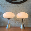 Pair Of Brushed Aluminum Mushroom Table Lamps by Bill Curry for Laurel