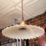 Ruffled Milk Glass Pendant