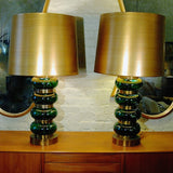 Glass And Brass Regency Lamps By Paul Hanson