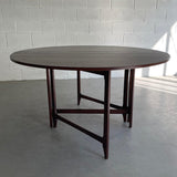 Mid Century Modern Round Teak Drop Leaf Dining Table