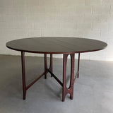 Mid Century Modern Round Teak Drop Leaf Dining Table