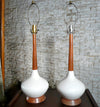 Teak And Ceramic Lamps