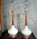 Teak And Ceramic Lamps